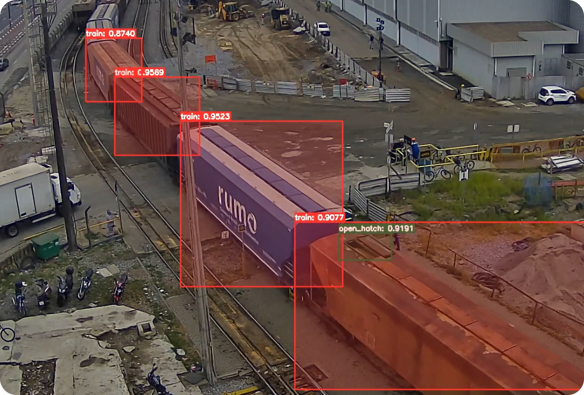 Amostra do sistema de detecção de trem fechando uma passagem, que contabiliza o tempo do trem fechando a passagem